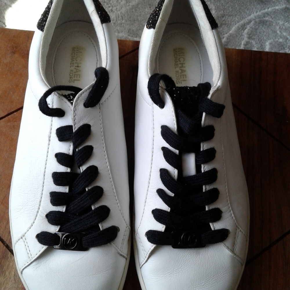 Michael Kors White Sneakers With Black Sparkles - Picture 5 of 9